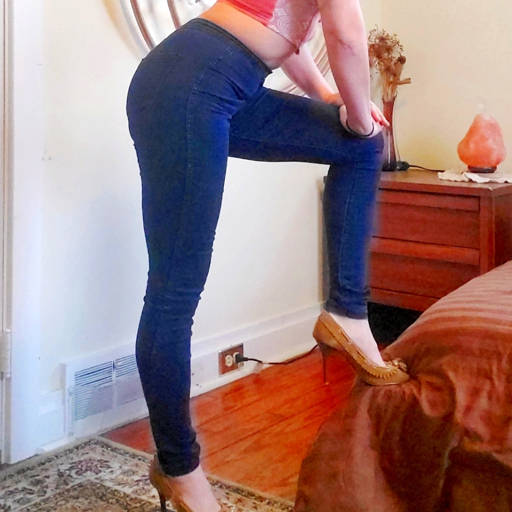 Blue High-waisted Skinny Jeans